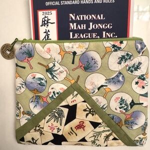 Handmade Lined Mah Jong Jongg Zippered Coin Purse Money Bag Fits Standard Card